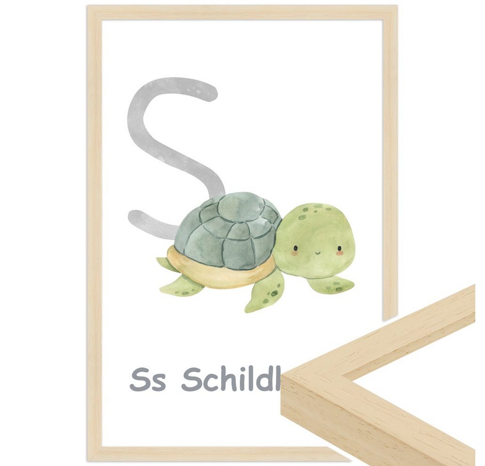 WANDStyle Bild mit Rahmen S - Schildkröte, Poster für Kinderzimmer von WANDStyle