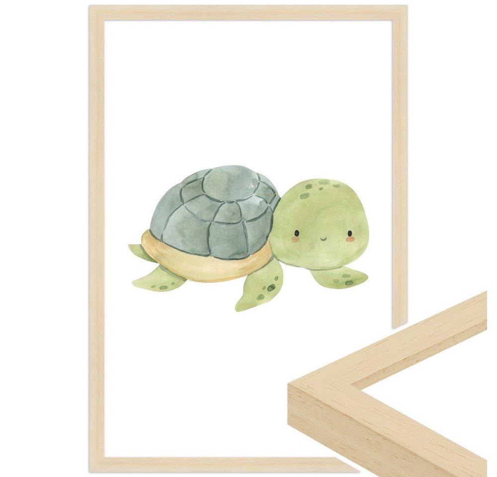 WANDStyle Bild mit Rahmen Schildkröte, Aquarell Poster für Kinderzimmer von WANDStyle