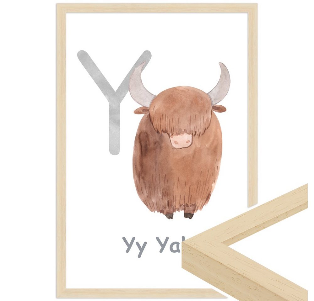 WANDStyle Bild mit Rahmen Y - Yak, Poster für Kinderzimmer von WANDStyle