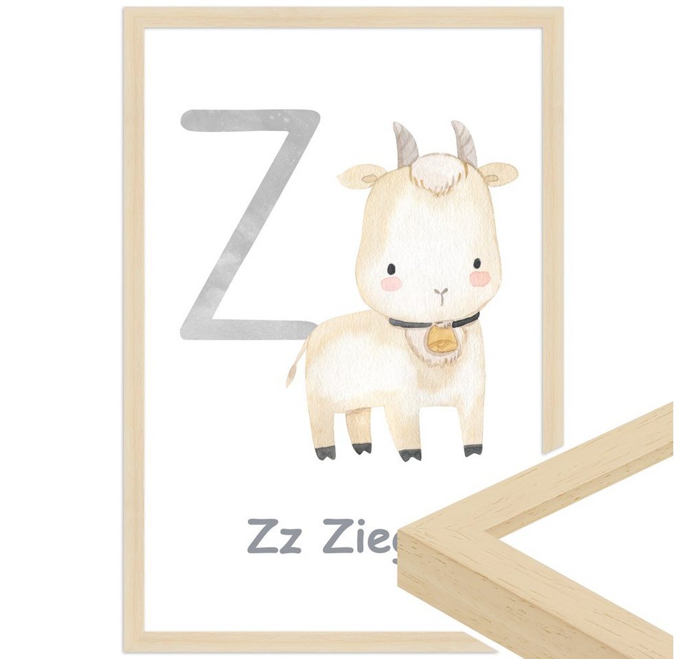 WANDStyle Bild mit Rahmen Z - Ziege, Poster für Kinderzimmer von WANDStyle