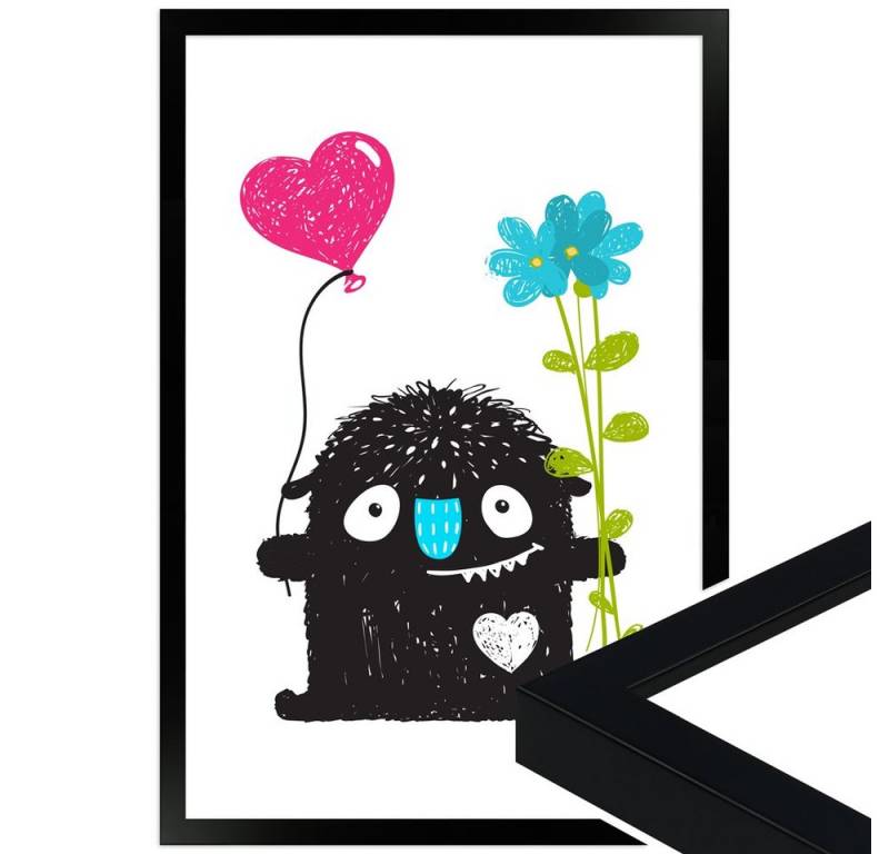 WANDStyle Bild mit Rahmen fröhliches Monsterchen, süßes Poster fürs Kinderzimmer WANDStyle Bild mit Rahmen fröhliches Monsterchen, süßes Poster fürs Kinderzimmer von WANDStyle
