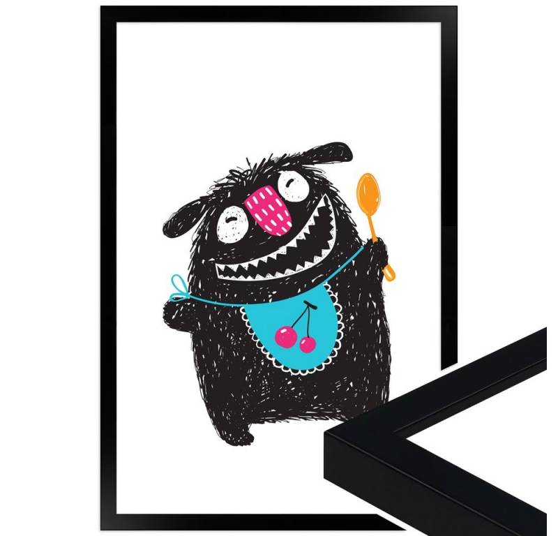 WANDStyle Bild mit Rahmen hungriges Monsterchen, süßes Poster fürs Kinderzimmer WANDStyle Bild mit Rahmen hungriges Monsterchen, süßes Poster fürs Kinderzimmer von WANDStyle
