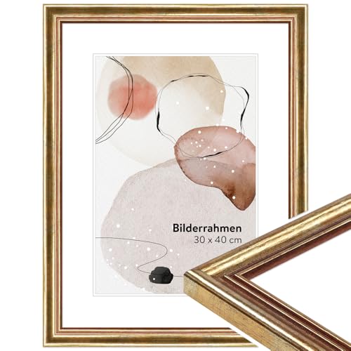 WANDStyle Bilderrahmen A4 Holz, DIN A4 Bilderrahmen Gold Vintage 30x21 cm, hochwertiger Holzbilderrahmen Antik, Posterrahmen zum Aufhängen, Rahmen 21x30 cm, Fotorahmen H400 - Made in Germany von WANDStyle