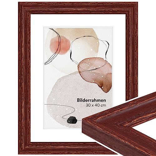 WANDStyle Bilderrahmen 30x45 Braun, Vintage Bilderrahmen Holz, hochwertiger Holzbilderrahmen, Posterrahmen zum Aufhängen, Rahmen 45x30 cm, Fotorahmen H740 - Made in Germany von WANDStyle