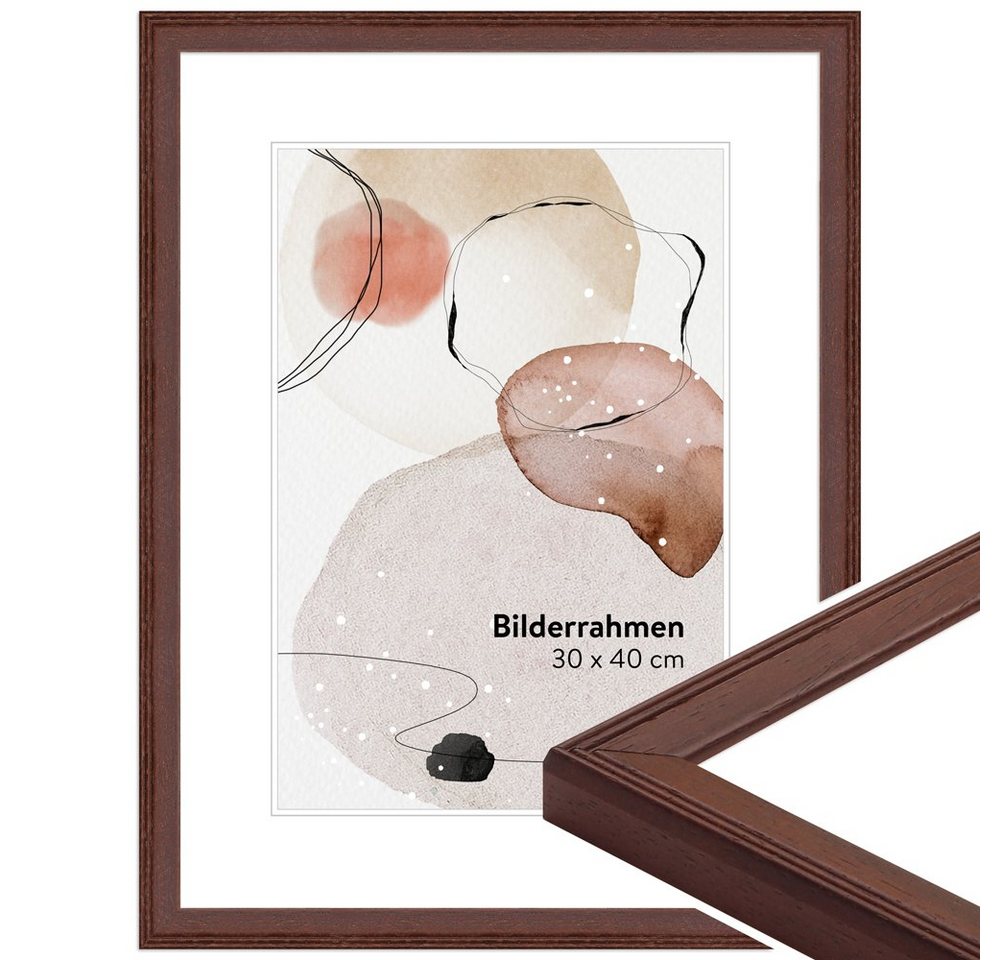 WANDStyle Bilderrahmen H320, Nussbaum-Optik, aus Massivholz im Stil Klassisch von WANDStyle