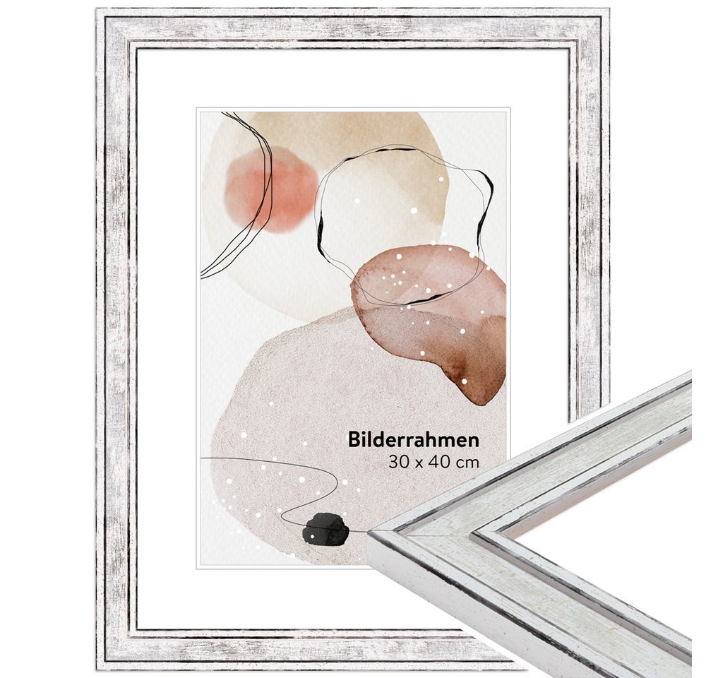 WANDStyle Bilderrahmen H460, Silber, aus Massivholz im Stil Vintage von WANDStyle