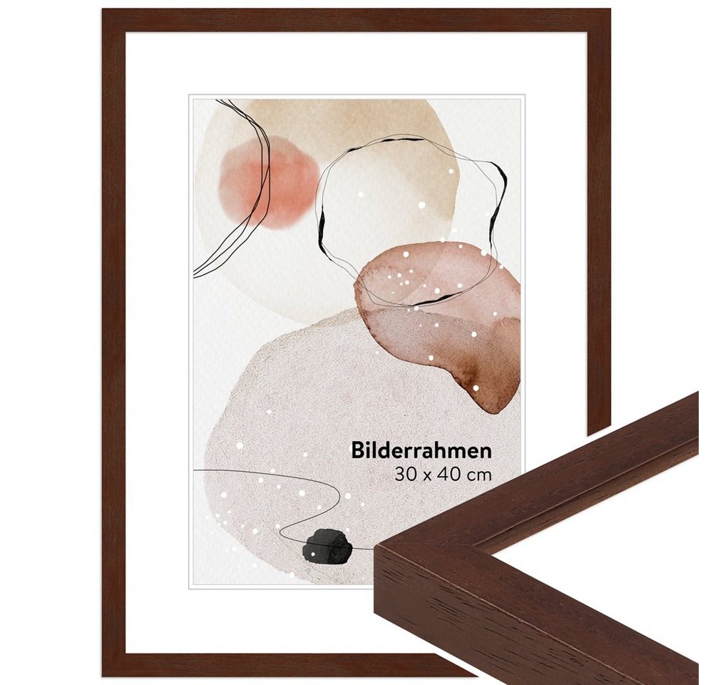 WANDStyle Bilderrahmen H950, Nussbaum-Optik, aus Massivholz im Stil Modern von WANDStyle