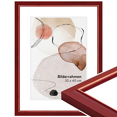 WANDStyle Bilderrahmen 30x40 Rot, Landhausstil Bilderrahmen Holz, hochwertiger Holzbilderrahmen, Posterrahmen zum Aufhängen, Rahmen 40x30 cm, Fotorahmen H340 - Made in Germany von WANDStyle