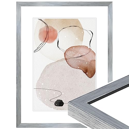 WANDStyle Bilderrahmen 15x20 Silber, moderner Bilderrahmen Holz, hochwertiger Holzbilderrahmen, Posterrahmen zum Aufhängen und Aufstellen, Rahmen 20x15 cm, Fotorahmen H950 - Made in Germany von WANDStyle