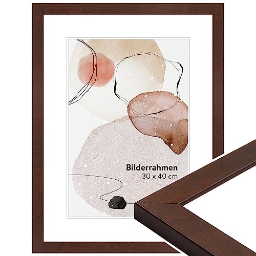 WANDStyle Bilderrahmen Modern 20x28cm I Farbe: Nussbaum-Optik I Fotorahmen I klassischer Holzbilderrahmen Braun I Made in Germany I H430 von WANDStyle