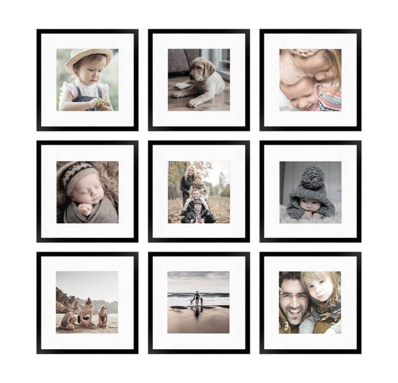 WANDStyle Bilderrahmen-Set H950, für 9 Bilder, Schwarz, aus Massivholz im Stil Modern von WANDStyle