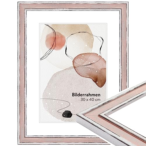 WANDStyle Bilderrahmen 20x30 Rosa, Vintage Bilderrahmen Holz, hochwertiger Holzbilderrahmen, Posterrahmen zum Aufhängen, Rahmen 30x20 cm, Fotorahmen H460 - Made in Germany von WANDStyle