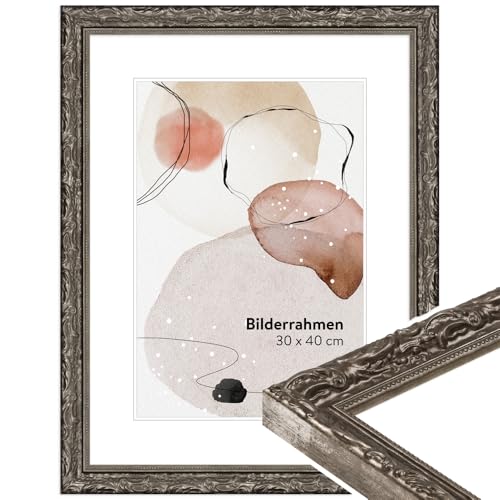 WANDStyle Bilderrahmen 50x70 Vintage, Bilderrahmen Silber Kunststoff, Kunststoffrahmen Antik, Posterrahmen zum Aufhängen, Rahmen 70x50 cm, Fotorahmen H530 - Made in Germany von WANDStyle