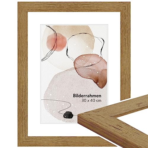 WANDStyle Bilderrahmen A3 Eiche, DIN A3 Bilderrahmen Holz Landhausstil 42x30 cm, hochwertiger Holzbilderrahmen, Posterrahmen zum Aufhängen, Rahmen 30x42 cm, Fotorahmen H750 - Made in Germany von WANDStyle