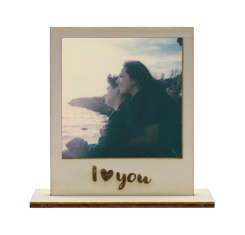 WANDStyle Bilderrahmen für Polaroid, aus Holz it Gravur  I love you"" von WANDStyle