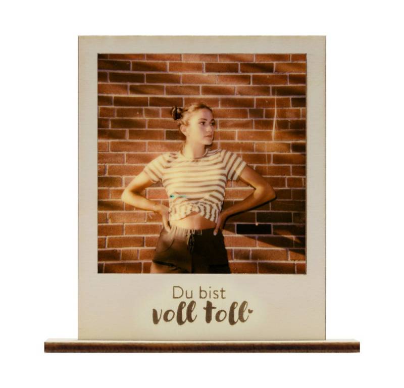 WANDStyle Bilderrahmen für Polaroid, aus Holz mit Gravur "Du bist voll toll", ideale Sofortbild-Rahmung von WANDStyle