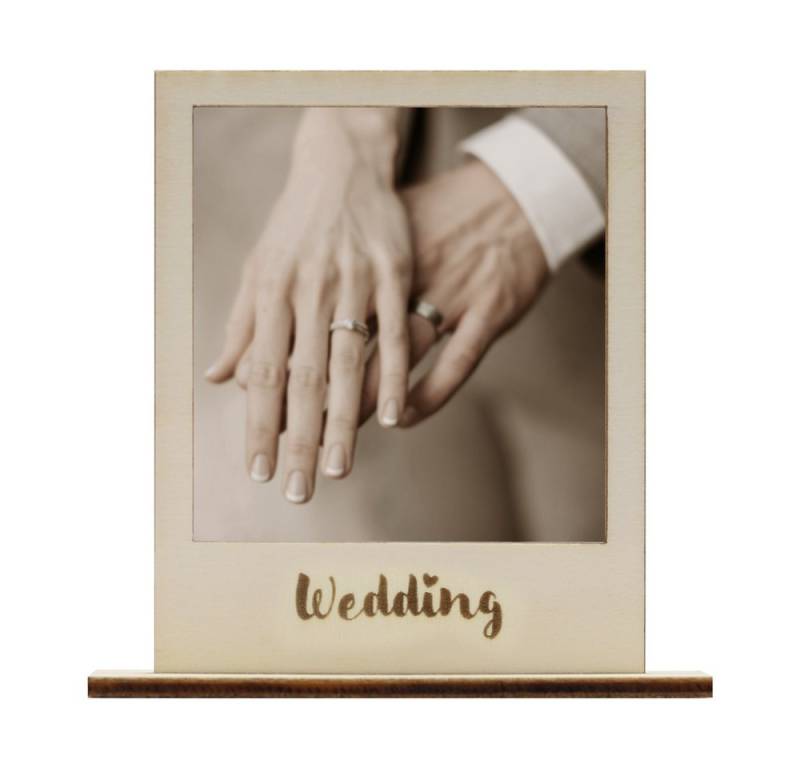 WANDStyle Bilderrahmen für Polaroid, aus Holz mit Gravur "Wedding", ideale Sofortbild-Rahmung von WANDStyle