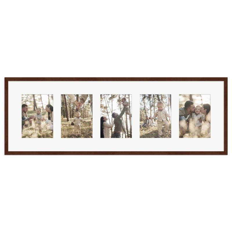WANDStyle Galerierahmen G950 in Nussbaum-Optik 30 x 90 cm für 5 Bilder im Format 13 x 18 cm von WANDStyle