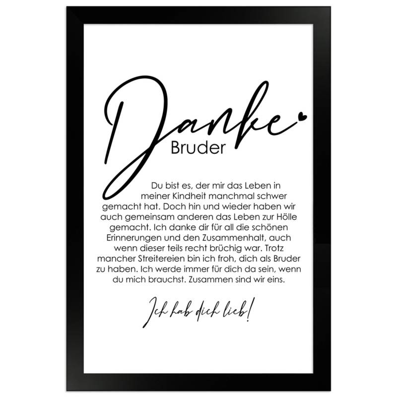 WANDStyle Gerahmtes Poster Danke Bruder 20 x 30 cm Geschenkidee für Eine Person von WANDStyle