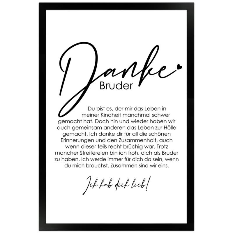 WANDStyle Gerahmtes Poster Danke Bruder 30 x 45 cm Geschenkidee für Eine Person von WANDStyle