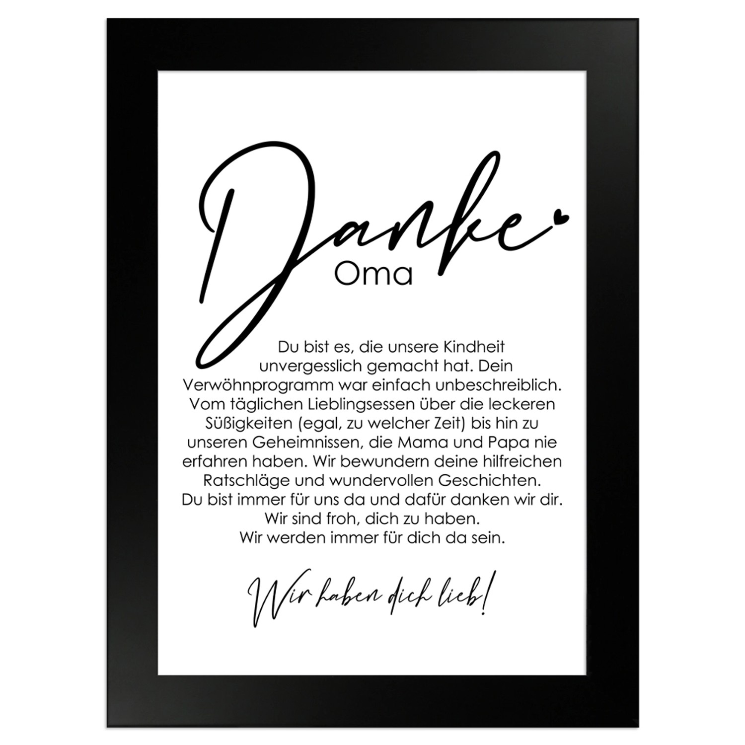WANDStyle Gerahmtes Poster Danke Oma 13 x 18 cm Geschenkidee für Mehrere Personen WANDStyle Gerahmtes Poster Danke Oma 13 x 18 cm Geschenkidee für Mehrere Personen von WANDStyle