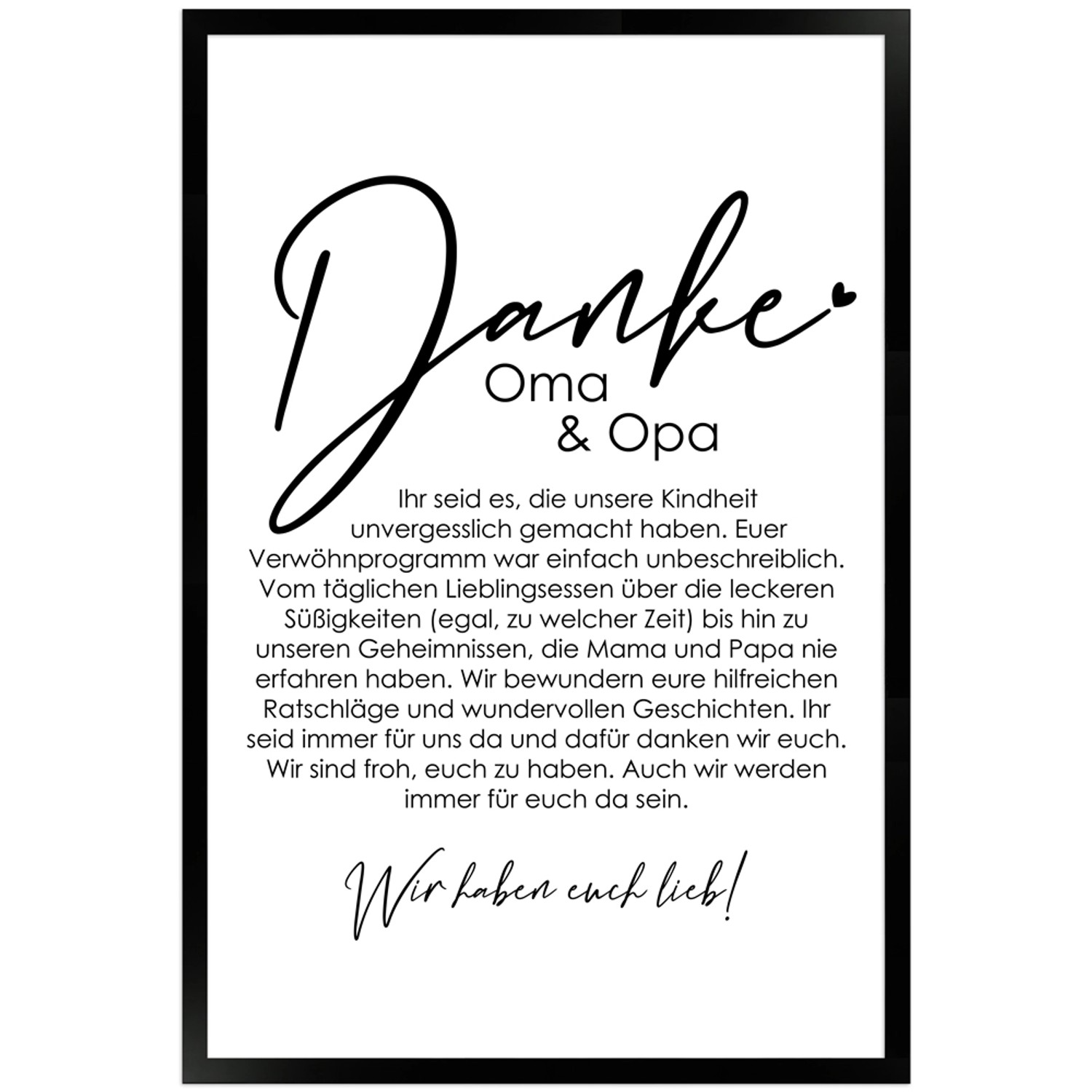 WANDStyle Gerahmtes Poster Danke Oma und Opa 40 x 60 cm Geschenkidee für Mehrere Personen WANDStyle Gerahmtes Poster Danke Oma und Opa 40 x 60 cm Geschenkidee für Mehrere Personen von WANDStyle