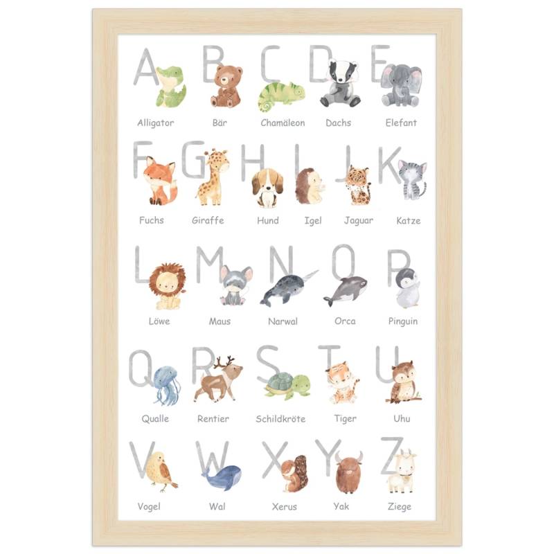 WANDStyle Gerahmtes Poster für Kinderzimmer Alphabet Deutsch 20 x 30 cm von WANDStyle