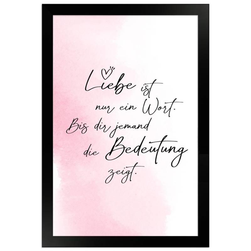 WANDStyle Gerahmtes Poster mit Spruch Liebe Ist Ein Wort in Rosa 20 x 30 cm von WANDStyle