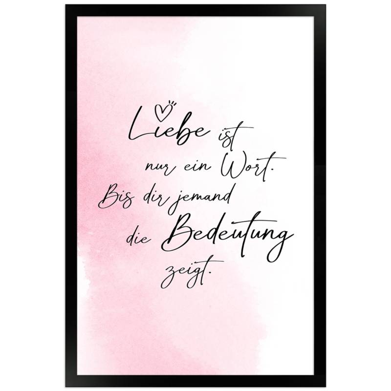 WANDStyle Gerahmtes Poster mit Spruch Liebe Ist Ein Wort in Rosa 30 x 45 cm von WANDStyle