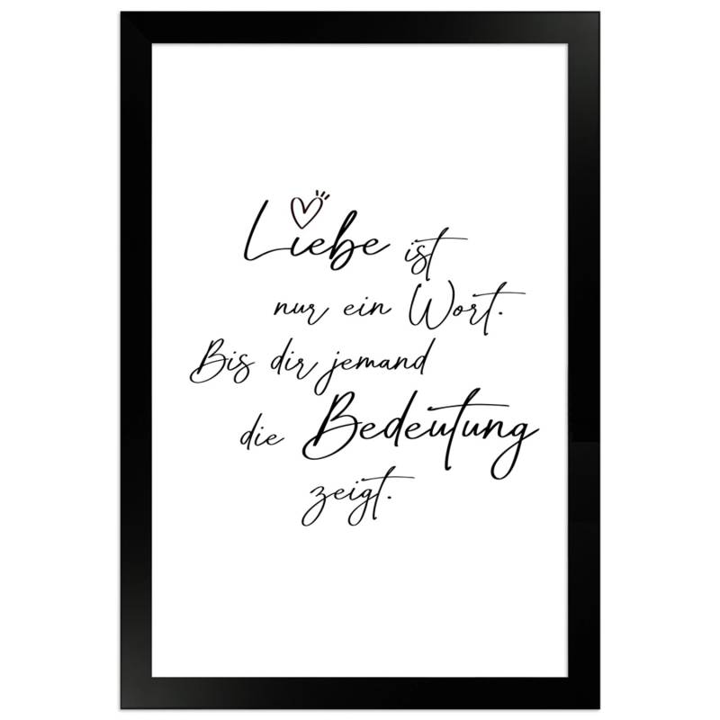WANDStyle Gerahmtes Poster mit Spruch Liebe Ist Ein Wort in Weiß 20 x 30 cm von WANDStyle