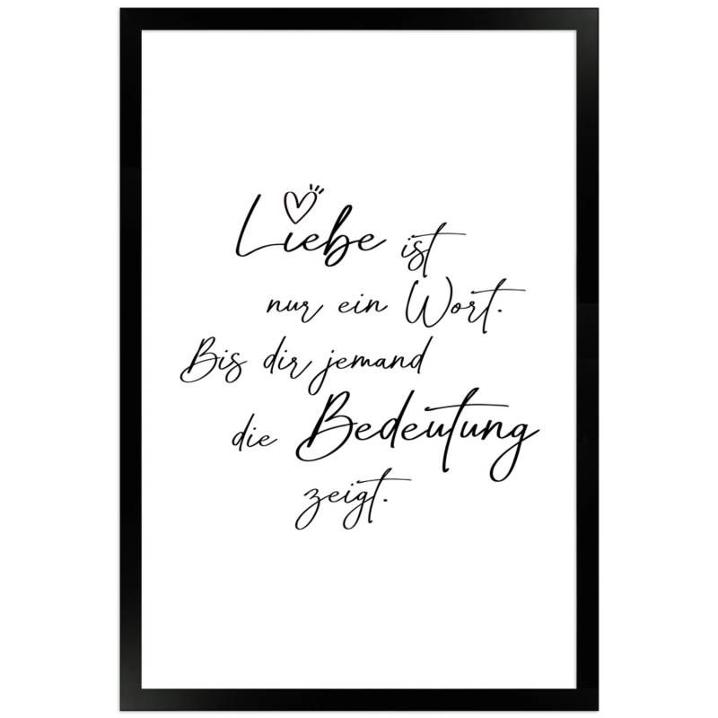 WANDStyle Gerahmtes Poster mit Spruch Liebe Ist Ein Wort in Weiß 30 x 45 cm von WANDStyle