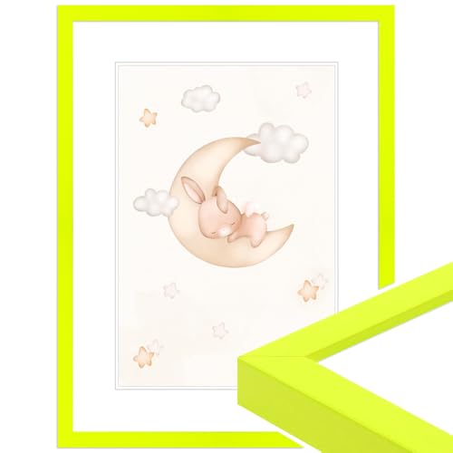 WANDStyle Kinderzimmer Bilderrahmen Neongelb 13x18 cm, moderner Fotorahmen, Made in Germany - H950 von WANDStyle