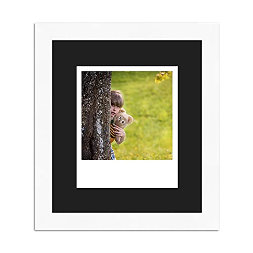 WANDStyle Rahmen für Polaroid-Bilder Serie H950 weiß gemasert Normalglas inkl. Passepartout schwarz für 1 Polaroid von WANDStyle
