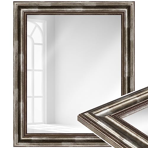 WANDStyle Spiegel Barock und Antik I Außenmaß: 30x40cm I Farbe: Silber I silberner Wandspiegel aus Holz I Made in Germany I H550 von WANDStyle