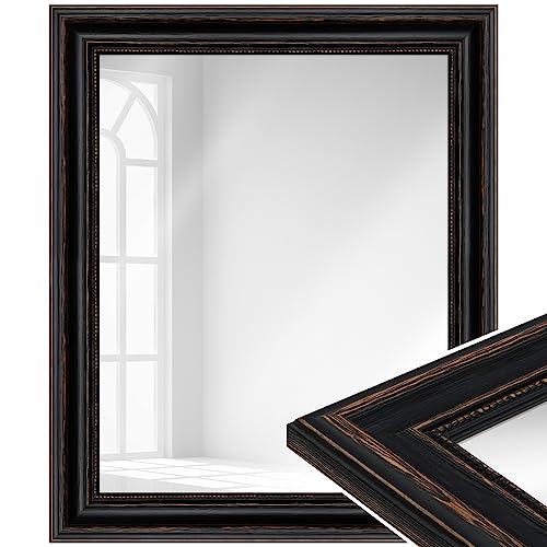 WANDStyle Spiegel Barock und Antik I Außenmaß: 30x50cm I Farbe: Schwarz I schwarzer Wandspiegel aus Holz I Made in Germany I H550 von WANDStyle