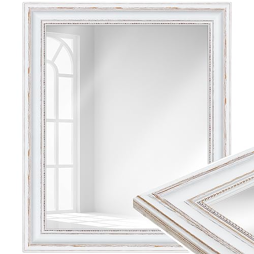 WANDStyle Spiegel Barock und Antik I Außenmaß: 38x45cm I Farbe: Weiß I weißer Wandspiegel aus Holz I Made in Germany I H550 von WANDStyle