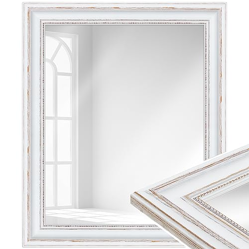 WANDStyle Spiegel 50x70 cm im Barock-Stil aus Holz, großer weißer Wandspiegel, Made in Germany - H550 von WANDStyle
