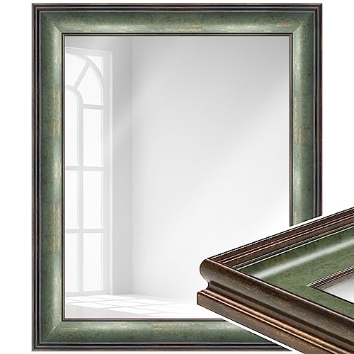 WANDStyle Spiegel Barock und Antik Stil I Außenmaß ca. 40 x 50 cm I Farbe Grün I grüner Wandspiegel aus Massivholz I Made in Gemany I H235 von WANDStyle