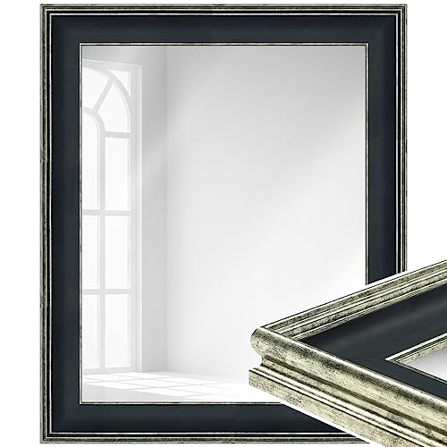 WANDStyle Spiegel Barock und Antik Stil I Außenmaß ca. 40 x 50 cm I Farbe Schwarz I schwarzer Wandspiegel aus Massivholz I Made in Gemany I H235 von WANDStyle