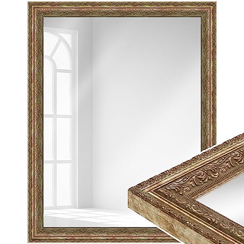 WANDStyle Spiegel Barock und Antik Stil I Außenmaß ca. 41x71 cm I Farbe Bronze I bronzener Wandspiegel aus Massivholz I Made in Gemany I E024 von WANDStyle