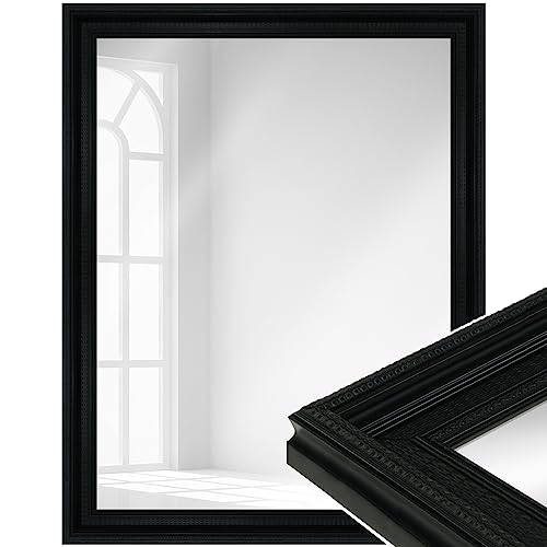 WANDStyle Spiegel Barock und Antik Stil I Außenmaß ca. 61x81 cm I Farbe Schwarz I schwarzer Wandspiegel aus Massivholz I Made in Gemany I E008 von WANDStyle