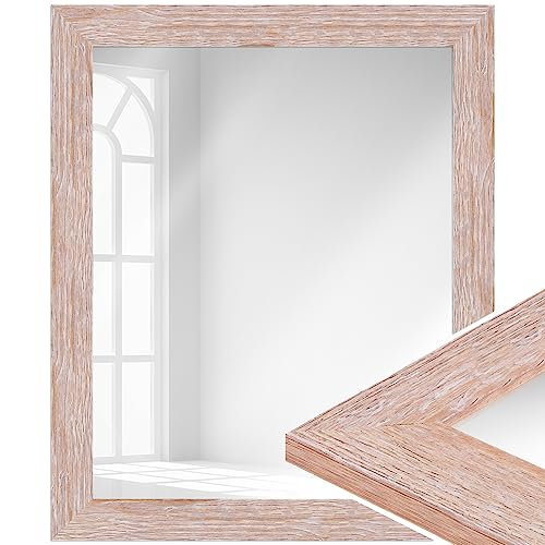 WANDStyle Spiegel im Landhaus Stil I Außenmaß: 28x33cm I Farbe: Eiche, Sonoma (Optik) I Wandspiegel aus Holz I Made in Germany I H380 von WANDStyle