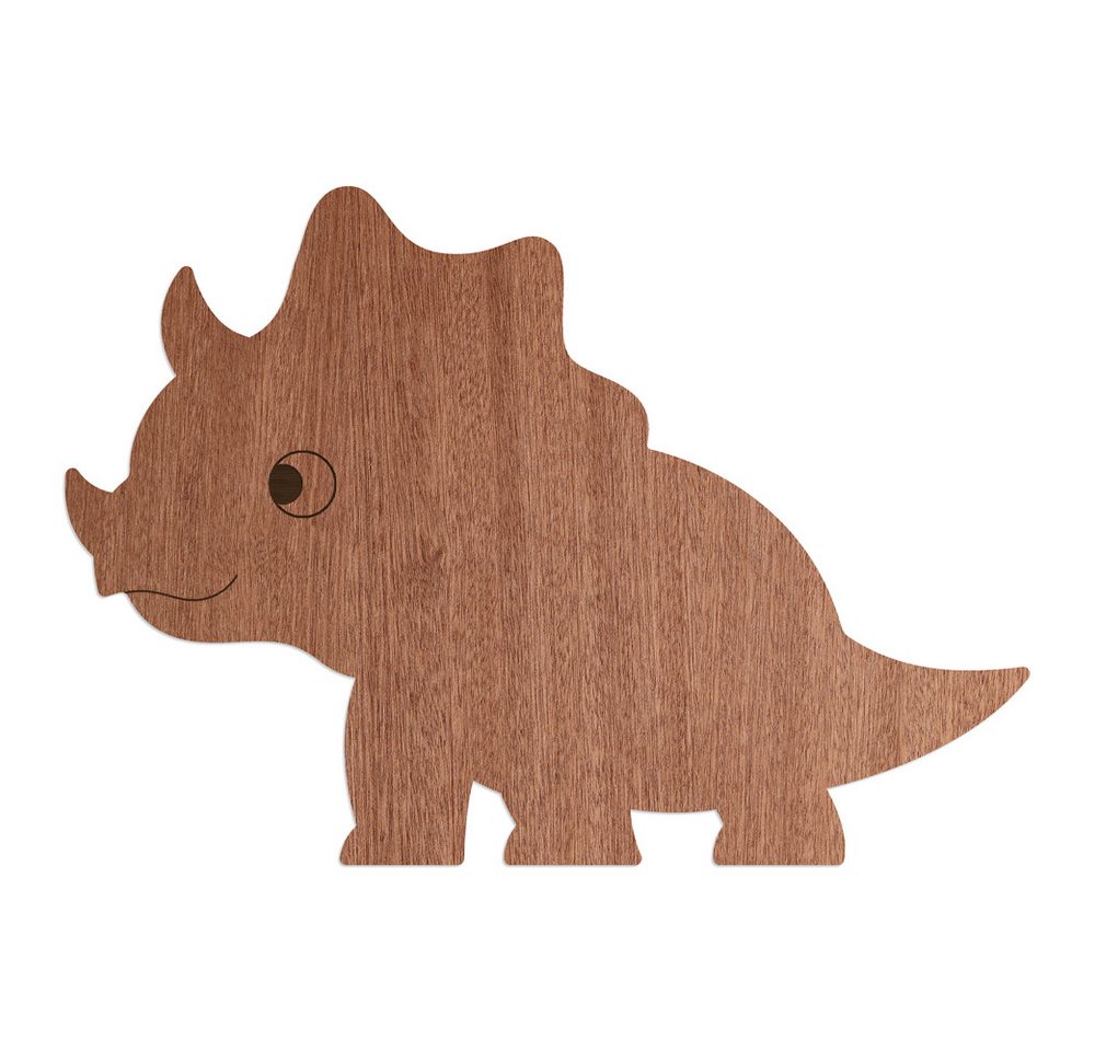 WANDStyle Wanddekoobjekt Dino Triceratops" aus Holz, Mahagoni-Furnier" von WANDStyle