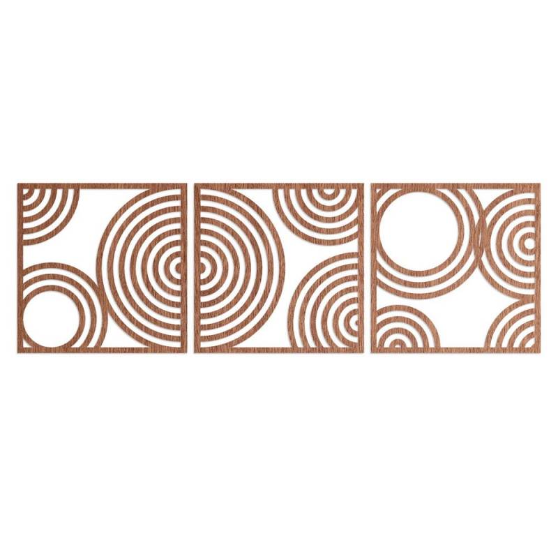 WANDStyle Wanddekoobjekt "Kreise" aus Holz (3 St), Mahagoni-Furnier von WANDStyle