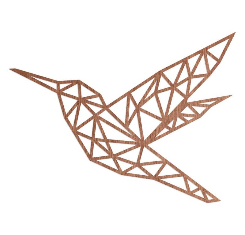 WANDStyle Wanddekoobjekt "Origami Kolibri" aus Holz, Mahagoni-Furnier von WANDStyle