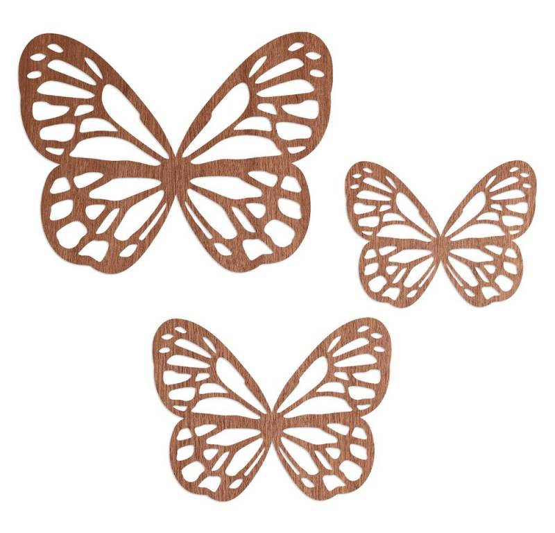 WANDStyle Wanddekoobjekt "Schmetterlinge" aus Holz (3 St), Mahagoni-Furnier von WANDStyle