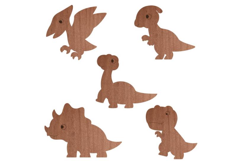 WANDStyle Wanddekoobjekt aus Holz "Dino Set" (5-teilig), Mahagoni-Furnier von WANDStyle