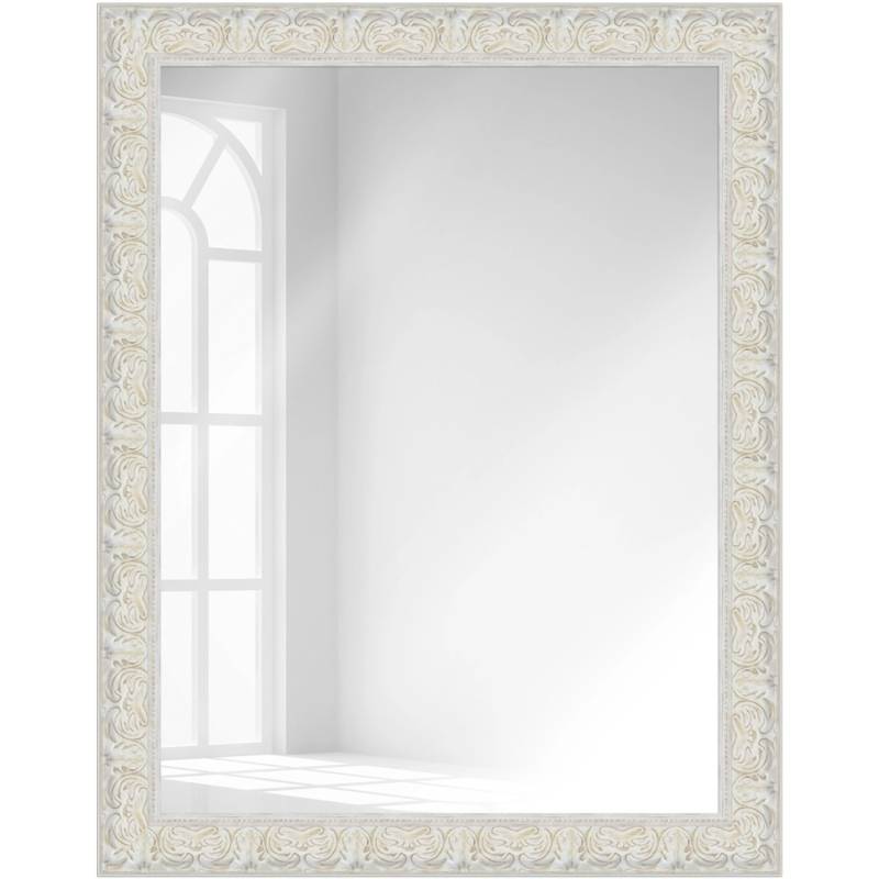 WANDStyle Wandspiegel E033 aus Massivholz in Weiß 72 x 92 cm im Stil Barock von WANDStyle