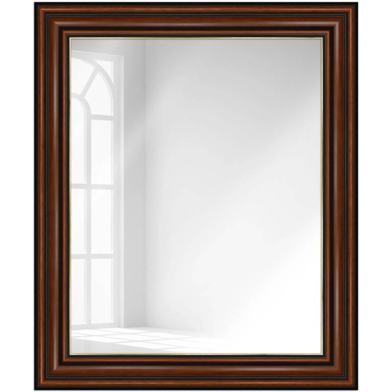 WANDStyle Wandspiegel H017 aus Massivholz in Nussbaum-Optik mit Goldkante 80 x 110 cm im Stil Antik von WANDStyle