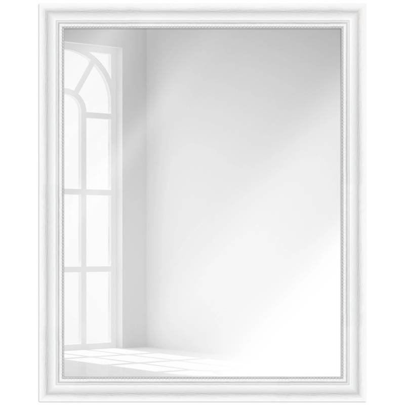 WANDStyle Wandspiegel H390 aus Massivholz in Weiß gemasert 56 x 66 cm im Stil Landhaus von WANDStyle